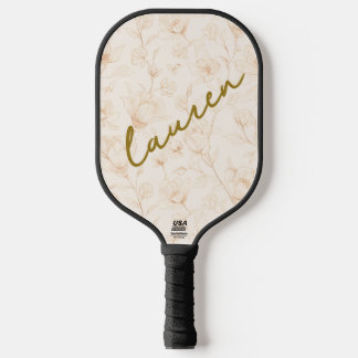 Personalised Soft Florals Name Pickleball Design Paddle