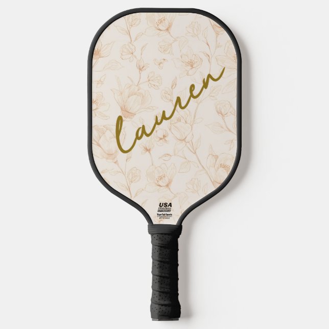 Personalised Soft Florals Name Pickleball Design Paddle (Front)