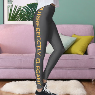 Personalised Soft Gold Dark Grey Text Fun Leggings