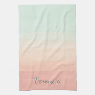Personalised Soft Gradient Name in Pastel Ombre Tea Towel