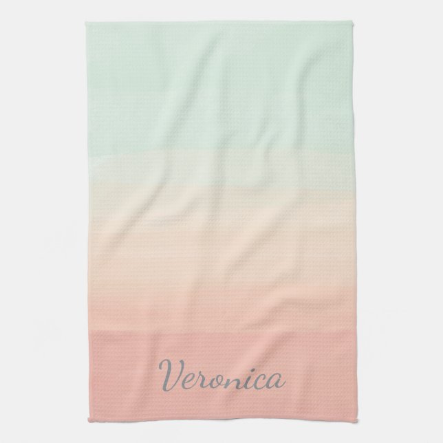 Personalised Soft Gradient Name in Pastel Ombre Tea Towel (Vertical)
