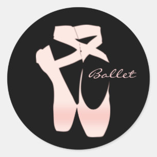 Personalised Soft Gradient Pink Ballet Shoes Classic Round Sticker
