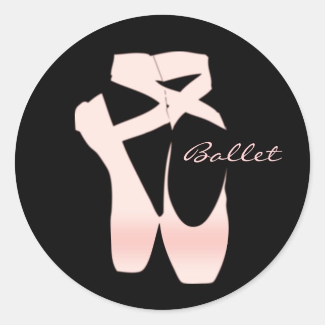 Personalised Soft Gradient Pink Ballet Shoes Classic Round Sticker (Front)