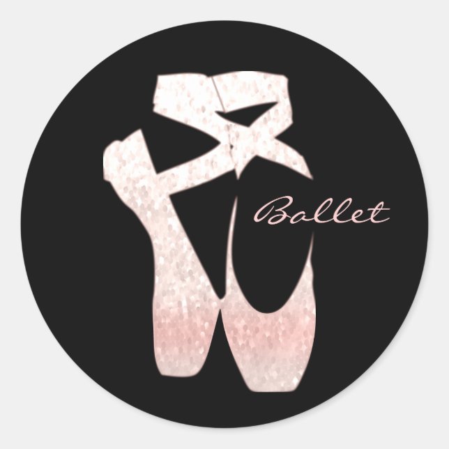 Personalised Soft Gradient Pink Ballet Shoes Classic Round Sticker (Front)