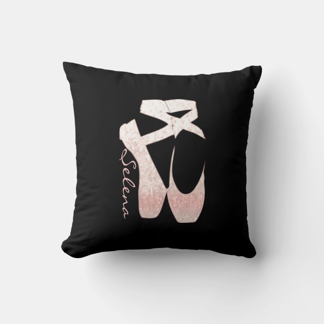 Personalised Soft Gradient Pink Ballet Shoes Cushion (Front)