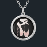 Personalised Soft Gradient Pink Ballet Shoes Silver Plated Necklace<br><div class="desc">Personalise it with recipient's name or customise it with your own text,  and you can also change the font,  size,  & colour of the text,  move it,  rotate it. Or delete the text if you'd rather have it without.</div>