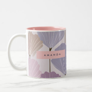 Personalised Soft Mauve and Lilac Floral Elegance Two-Tone Coffee Mug