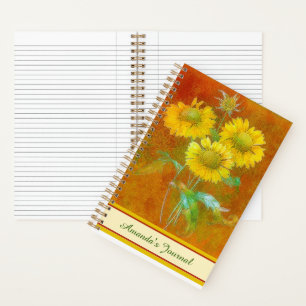Personalised Soft painted sunflowers journal