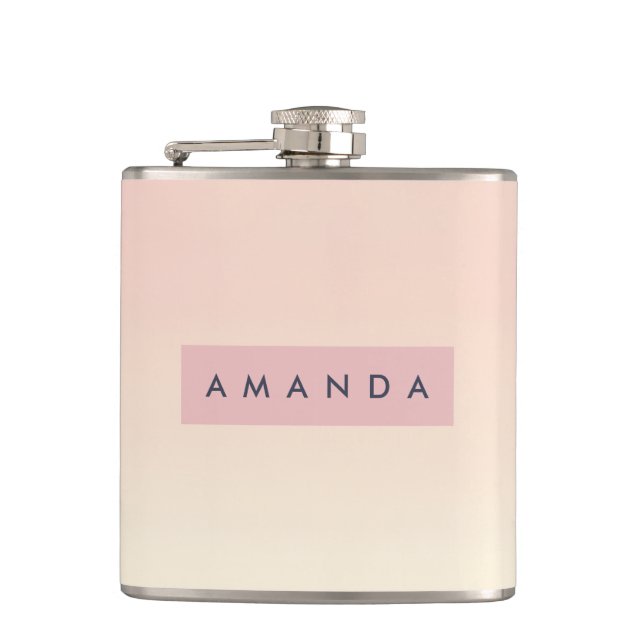 Personalised Soft Pastel Blush Gradient Hip Flask (Front)
