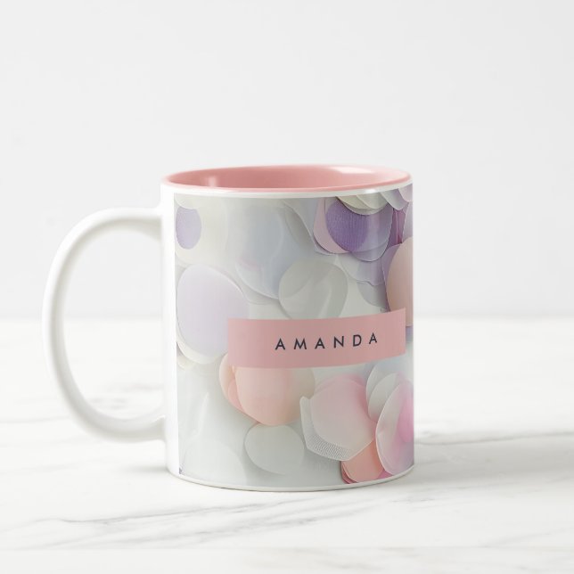 Personalised Soft Pastel Confetti Design Two-Tone Coffee Mug (Left)
