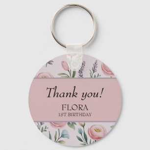 Personalised Soft Pastel Floral Roses & Tulips Key Ring