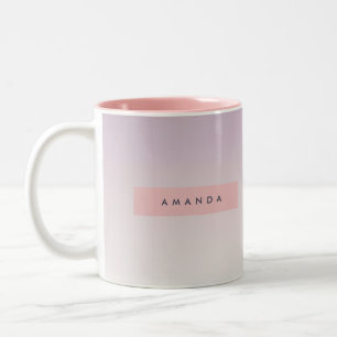 Personalised Soft Pastel Lavender Gradient Two-Tone Coffee Mug
