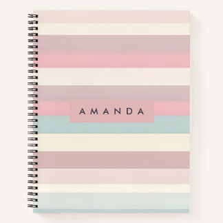Personalised Soft Pastel Rainbow Stripes Notebook