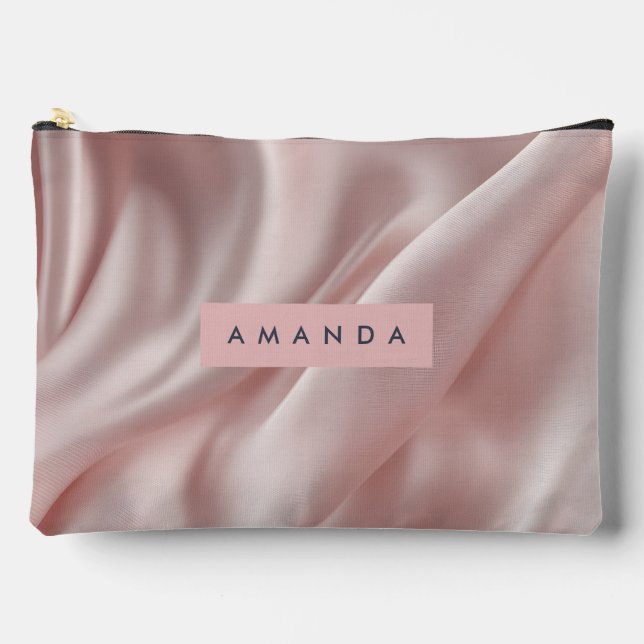 Personalised Soft Pastel Satin Elegance Accessory Pouch (Front)