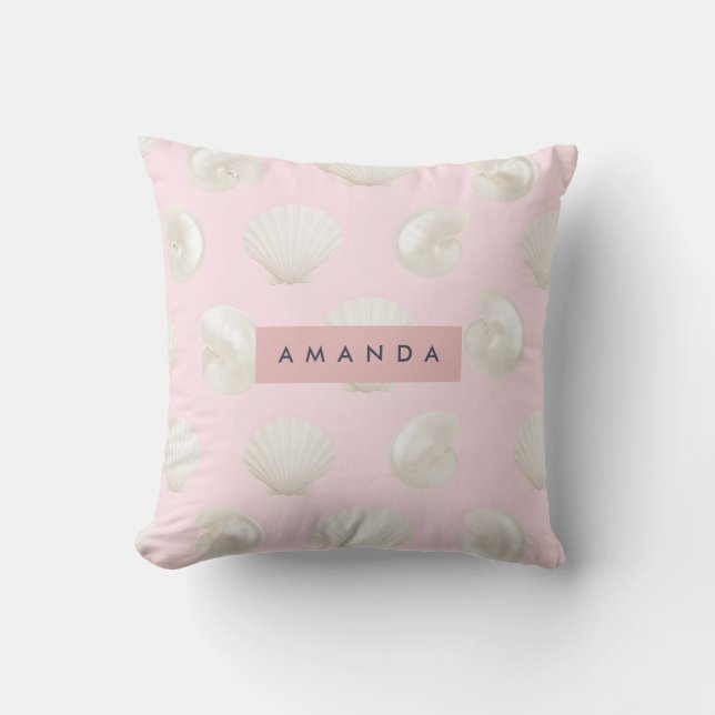 Personalised Soft Pastels Seashell Pattern Cushion (Front)