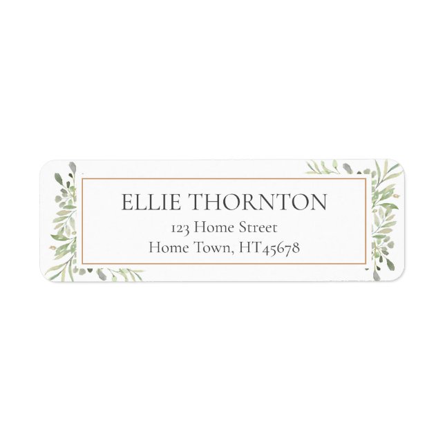 Personalised Soft Spring Leaves Return Address Label (Front)