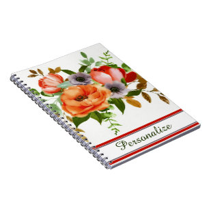 Personalised Soft watercolor flowers Notebook