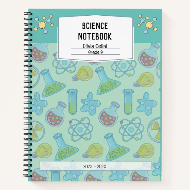 Personalised Soft Yellow Playful Science Notebook  (Front)