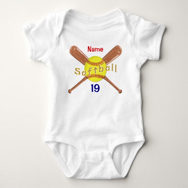Personalised Softball Baby Shower, Softball Tutu Bodysuit (Front)