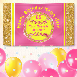 Personalised Softball Birthday Party Decorations Banner