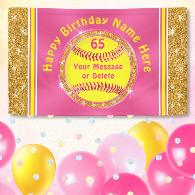 Personalised Softball Birthday Party Decorations Banner (Personalized, Softball Birthday Banner. Softball Birthday Party Ideas. Softball themed party. Decor.)