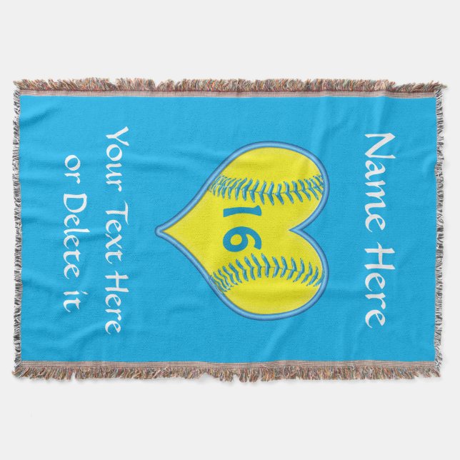 Personalised Softball Blanket with Your Text (Front)