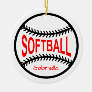 Personalised Softball Christmas Ornament