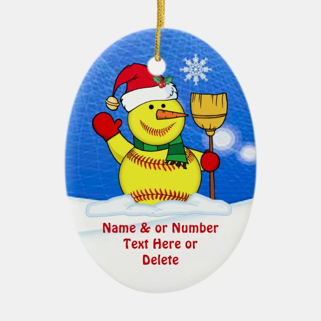 Personalised Softball Christmas Tree Ornaments (Front)