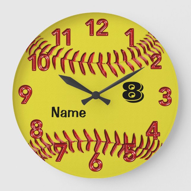 Personalised Softball Clock with NUMBER and NAME (Front)