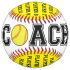 Personalised softball coach ball - yellow team
