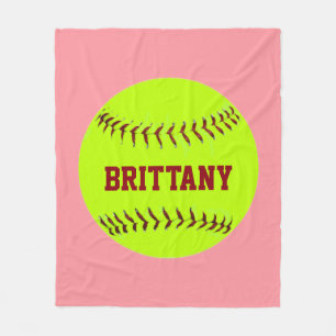 Personalised Softball Fleece Blanket