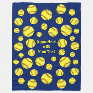 Personalised Softball Fleece Blankets, Navy Blue