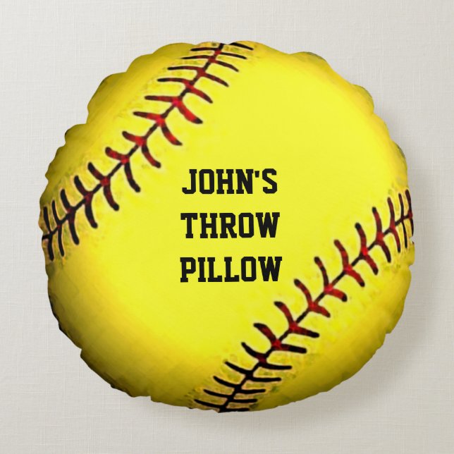personalised softball gifts round cushion (Front)