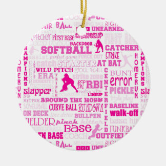 Personalised Softball Girls Pink 2 Ceramic Ornament