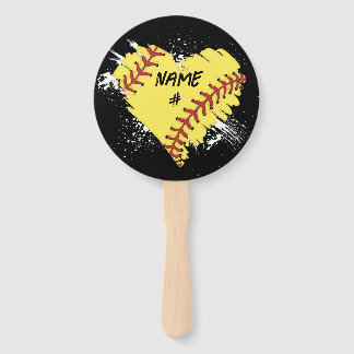 Personalised Softball Heart Set of Hand Fans