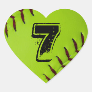 Personalised Softball Heart sticker