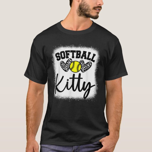 Personalised Softball Heart Tee Cute Kitty Men Wom (Front)