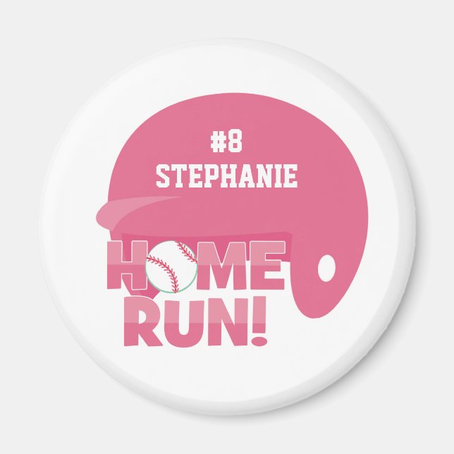 Personalised softball home run helmet magnet (Front)