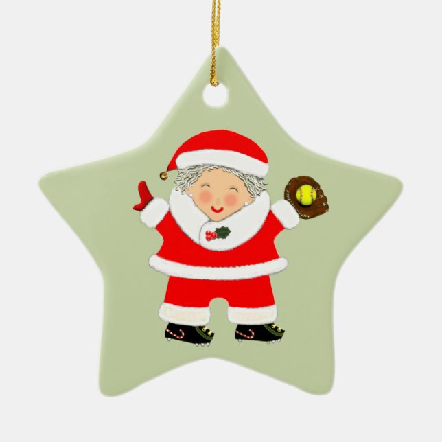 personalised softball keepsake ceramic ornament (Front)