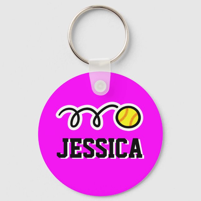Personalised softball keychain for kids name (Front)