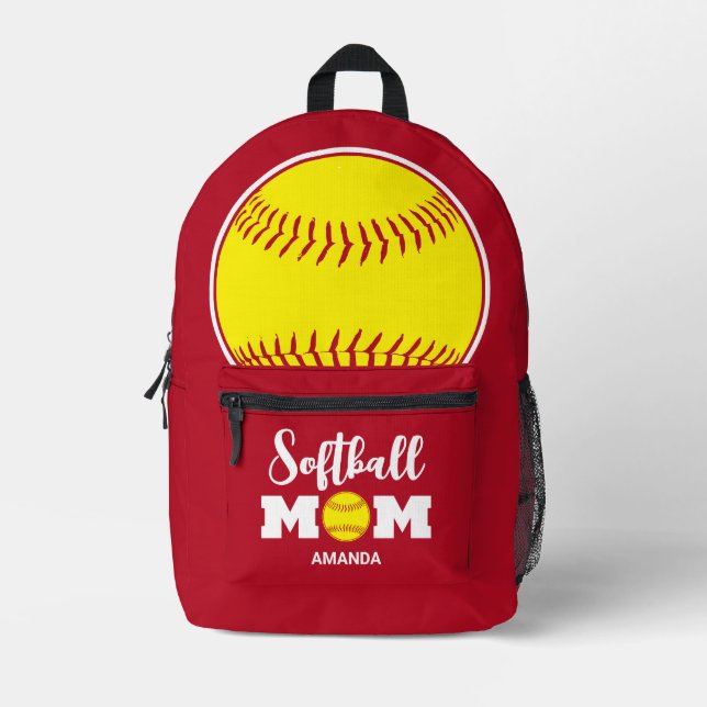 Personalised Softball Mum Mother's Day Printed Backpack (Front)