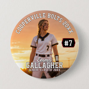 Personalised Softball Photo Button