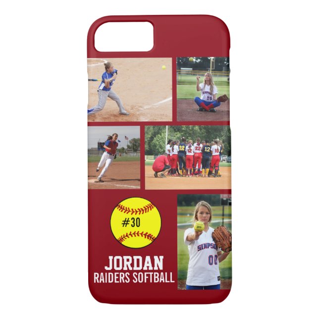 Personalised Softball Photo Collage Name Team Case-Mate iPhone Case (Back)