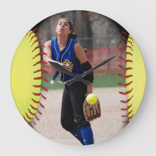 Personalised Softball Photo Large Clock