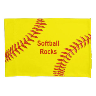 Personalised Softball Pillow Case, Softball Rocks Pillowcase