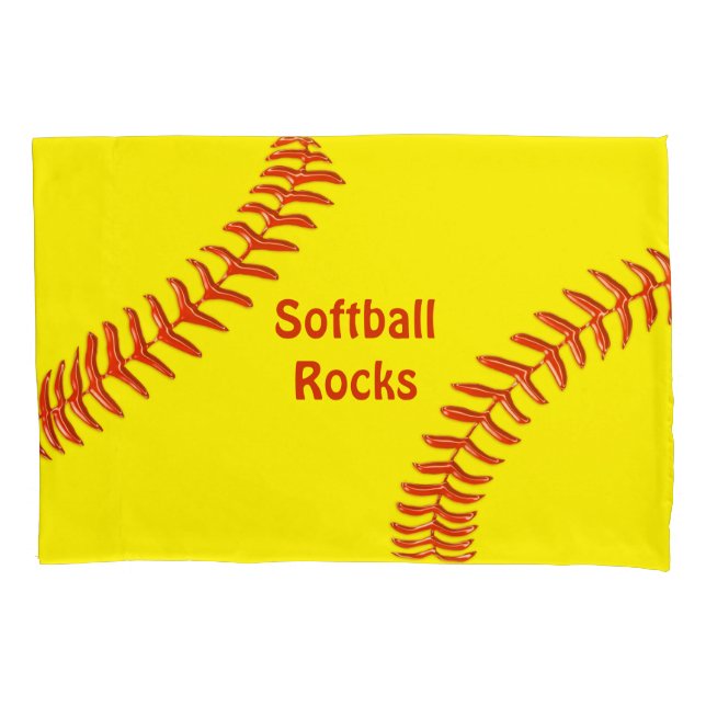 Personalised Softball Pillow Case, Softball Rocks Pillowcase (Front)
