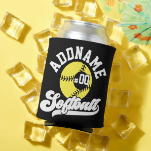 Personalised Softball Player ADD NAME Retro Team Can Cooler