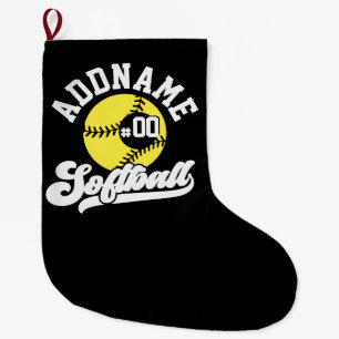 Personalised Softball Player ADD NAME Retro Team Large Christmas Stocking