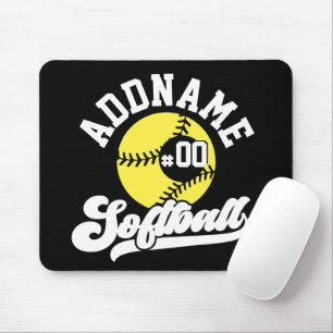 Personalised Softball Player ADD NAME Retro Team Mouse Pad