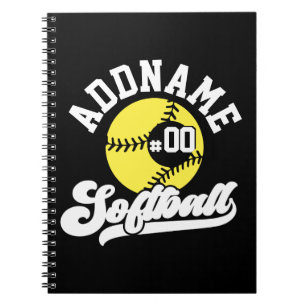 Personalised Softball Player ADD NAME Retro Team Notebook